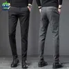 Jeans masculinos 2023 Primavera Autumn Business Dress Calças Men da cintura elástica Falha de calça casual Troushers Social Suit Social Pant Fantaspume Homme J2312222