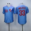 College Baseball Wears Mens Vintage 2020 Hall Of Fame Montreal Expos Larry Walker Baseball Jerseys Barato Branco Azul # 33 Larry Walker Mens St