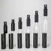 Lot de gros lots en verre transparent des bouteilles de pulvérisation 10 ml 15 ml 20ml 30ml 50 ml 100 ml bouteilles rechargeables portables avec parfum atomiseur Black Cap NWDLT