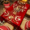 Stołowe sznurka Bożego Narodzenia Czerwona Świąteczna anty-okorunkowa obrus przyjęcie weselne światło luksusowe prostokątne akcesoria kuchenne kawy