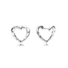 18K Gül Altın Yüksek Kalp Saplama Küpe Düğün Küpe Seti Tasarımcı Mücevherleri Kadınlar Kristal Elmas Küpe