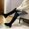 Boots Luxury Thin Thin Overtheknee Chelsea Botas Woman Zip Heels Endract Stretch Botte Transover Edge Wool Win Winter Boots Women2021