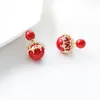 Stud Earrings Minimalist And Personalized Front Rear Pearl Ball Hanging Style Lace Micro Inlaid Zircon Female