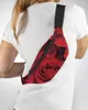 Waist Bags Valentine'S Day Red Rose Flower Bag Women Men Belt Large Capacity Pack Unisex Crossbody Chest