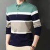 Men's T Shirts Male Long Sleeve Striped Casual Collared For Men Blank Shirt