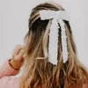 Pearls Crystal Hair Bows Barrette White Black Vintage Pearl Hairpin Elegant Luxuriy Clip Wedding Accessories 231221