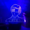 Ночные огни Levi Ackerman Рисунок 3D Светодиодный свет для атаки на Titan Home Decor Dildry Birthday Gird Gift Cartoon Table 16color Anime Lamp239L