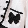 Clothing Sets Kids Casual Outfits For Girls 2023 Spring Autumn Toddler Cute Bowknot Long Sleeve White Coat Tops Short Skirt 1-8Y