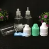 2500 st/Lot Square Oil-flaskor 10 ml PET Tomma droppflaskor med barnsäkra lock Långt tunt spets för e-vätskan E-JUICE NHFFK