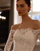 Boho Lace Wedding Dresses Off Shoulder Long Sleeve A Line Bridal Gowns Vestido Novia Backless Beach Summer Bride Dress 2 Pieces