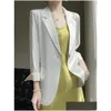 Damenanzüge Blazer Essigsäure Solid Color Anzug Jacke hochgrades lockere dünne Frühlings- und Sommer -Mode -Top 231116 Drop liefern dhcjz