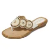 Flops beyarnerubber flipflops lage schoenen beige hakken sandalen op een wig snaar parelparmen glijbanen vrouw snijden slippers vrouw beige