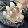 Falska naglar Emmabeauty jul första snö avtagbar återanvändbar högkvalitativ handgjorda tryck på med snöflingeffekt och festlig stil