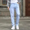 2023 Lente Zomer Heren Hemelsblauw Slanke Stretch Jeans Klassieke Stijl Mode Toevallige Denim Broek Mannelijke Merk Broek 231222