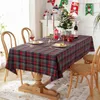Juldekoration Plaid Tdukeldduk Färgvävd Polyester Cotton Red Green Table Cover For Home Party Dining Decor 231221