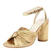 Sandali in velluto tacchi alti tacchi caviglia blocco tallone sandle ladies plus size eleganti eleganti scarpe a spillo aperto per le punta da ufficio Donne Gold