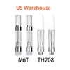 USA Warehouse In Stock M6T Th205 Glass Tank Oil Atomizers Ceramic Coil Empty Tank 510 Thread Thick Oil Atomizer Vaporizer Pen