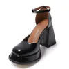 Dress Shoes 2024 Brand Block High Heeled Mary Janes Women Y2k Style Black Platform Cute Ankle Straps Pumps