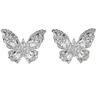 Stud Earrings Piercing Women Push Back Vintage Insect Butterfly Fashion Stainless Steel