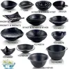 Melamine Staliwa zastawy Czarna Owalna Ramen Bowl Koreańska restauracja A5 Melamine Big Bowls Melamine Strewa Whole281L