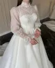 Magnifique robe de mariée en ligne Femme 2024 High Neck Long Puff Man Guff Organza Bridal Bride Bride Vestido de Novia Robe de Mariage