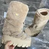 Designer Snow Boots Luxury Apres-ski boots Letter Triangle Booties Shoe Snow Boot Plaque Ankle Ski Slip Round Designer Lace Up Shoes Heightened Lacing size 35-41