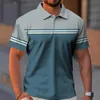 Business de polos Mentes de chemises masculines décontractées Mode Summer Fashion Short-Sle T-shirt Gradient Ligne Imprimée Top quotidien surdimensionné L231222