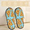 Chinelos homens mulheres macush pizza interna blu e quente sapatos macios calçados em casa