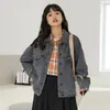 Giacche da donna giacca in jeans da donna coreano in maniera sciolta sciolta a petto singolo a maniche lunghe e grigie Trend cargo