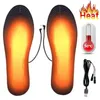 Vinterelektriska uppvärmda inläggssulor USB -uppvärmning Fötter varmare termiska skor Sock Pad Washable Full Foper Feber Unisex 231221