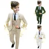 Tute Abiti Formali Beige Ragazzi Abito 3 pezzi Party Wedding Smoking Bambino Giacca Pantaloni Gilet Custom Made Costume per bambini 316 anni 230726