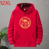 Men's Hoodies 2024 Chinese Hoodie Men Red Plus Size 10XL 12XL Autumn Winter Fleece Male Hooded Sweatshirts