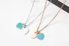 2024 Designer T's Classic Luxury Simple Blue Blue Email Double Heart kettingvormige Hangtag hanger Earnail veelzijdige kraagketen