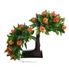 装飾的な花人工花の木屋内デスクトップ装飾シミュレーションボンサイローズツリーフェイクポットで鉢植え