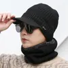 Berets Circle Scarf And Knitted Hat Set Elastic Warm Plush Neck Wrap Gift For Women Men
