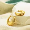 Dingle örhängen vintage geometri vågstruktur hoop för kvinnor rostfritt stål guldfärg örhänge piercing smycken gratis leverans