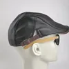 Ball Caps 2023 Retro Men Leather Beret Hat Flat Cap Male Autumn Winter Warm Adjustable High-Quality Men's British Style