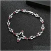 Chain Link Bracelets Women Bracelet Copper Star Chains Colorf Zircon Bangle Decor Ornaments Jewelry Dating Birthday Party Jewelries D Dhyh5