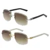 Whole Rimless White Genuine Plank Sun Glasses Oversized Round Sunglasses With C Decoration Blinged Out Gradient Lenses Unique 226p