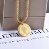 Pendant Necklaces Round Medal Queen Coin Titanium Steel Double Chains Women Necklace Clavicle Chain Girls Long Sweater193S