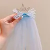 Hair Accessories Delicate Sweet Rhinestone Girl Headdress Headwear Lace Star Pearl Veil Clip Children Hairpin Accessory Bow