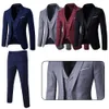 1 Set Men Suit Stylowe pojedyncze kratę kamizelki Zamknięcie zamek zapinane na zamek spodnie Lapel Korean Style Formal 231221