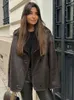 Kadın Ceketler Kış Kadınlar Kuzu Yün Kaldırılmış Ceket Vintage Dönüşü Deri Deri Out Giyim Tek Göğüslü Cepler Sokak Giyim Sıcak