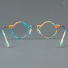 Óculos de sol Quadrões de molduras multicoloriais Óculos estilo pequeno acetato de diamante de diamante vintage design mental original miopia Óculos unissex