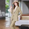 Pantalon de deux pièces à deux pièces Fashion Ladies Pant Costume formelle Femmes Office Business Business Work Wear Blazer and Tanter Professional Blazers Femininos