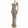 Abbigliamento da palco sexy a maglie nude trasparenti strass in argento cristalli abiti abiti compleanno festeggia abiti da ballo in outfit multicolore