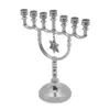 Kerzenhalter Hanukka Menorah Stand Legierung Candelabrum Modern 7 -Kopf -Halter C6Ue