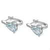 Stud Earrings Trend Shining Light Blue Zircon For Women Elegant Fashion Geometric Topaz Female Party Jewelry Gifts