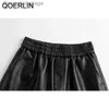 Shorts femininos Qoerlin S-3xl Autumn PU Shorts de couro PU