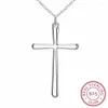 Naszyjniki wiszące Lekani przylot Cool Girl Simple Cross 925 Sterling Srebrna Fine Jewelry Clavicle Sain N425251Z